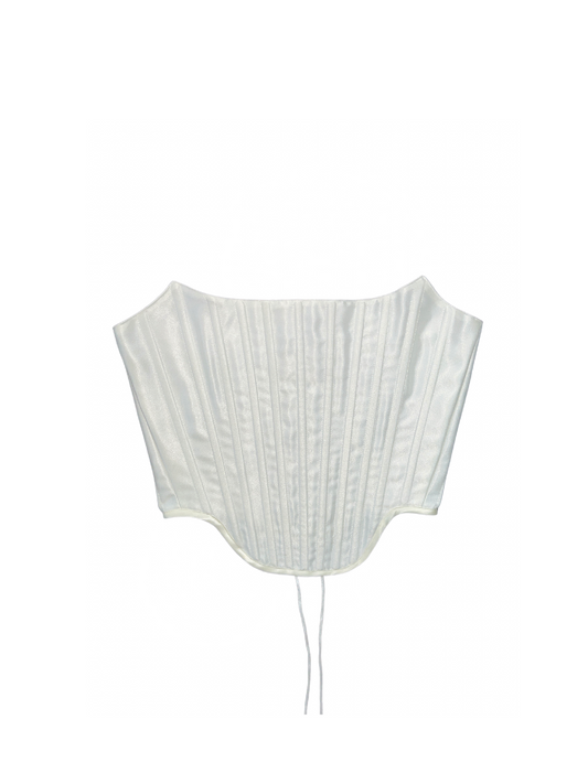 handmade silk ivory corset with lace-up back, part of the bridal collection by house of adriana